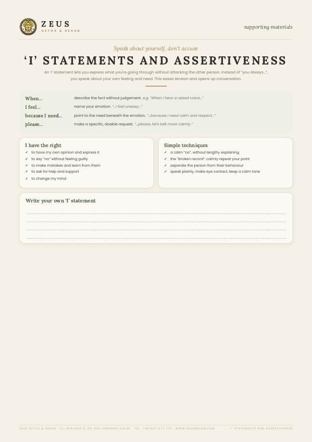 &ldquo;I&rdquo; messages and assertiveness