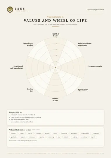 Values and wheel of life