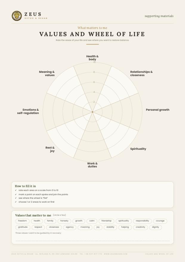 Values and wheel of life