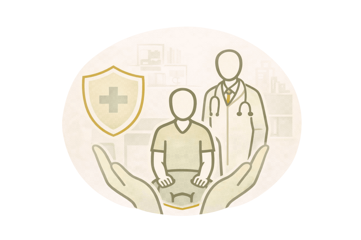 Pacjent objęty opieką medyczną w bezpiecznym środowisku klinicznym, obok lekarz przed zabiegem wszczepienia implantu z naltreksonu