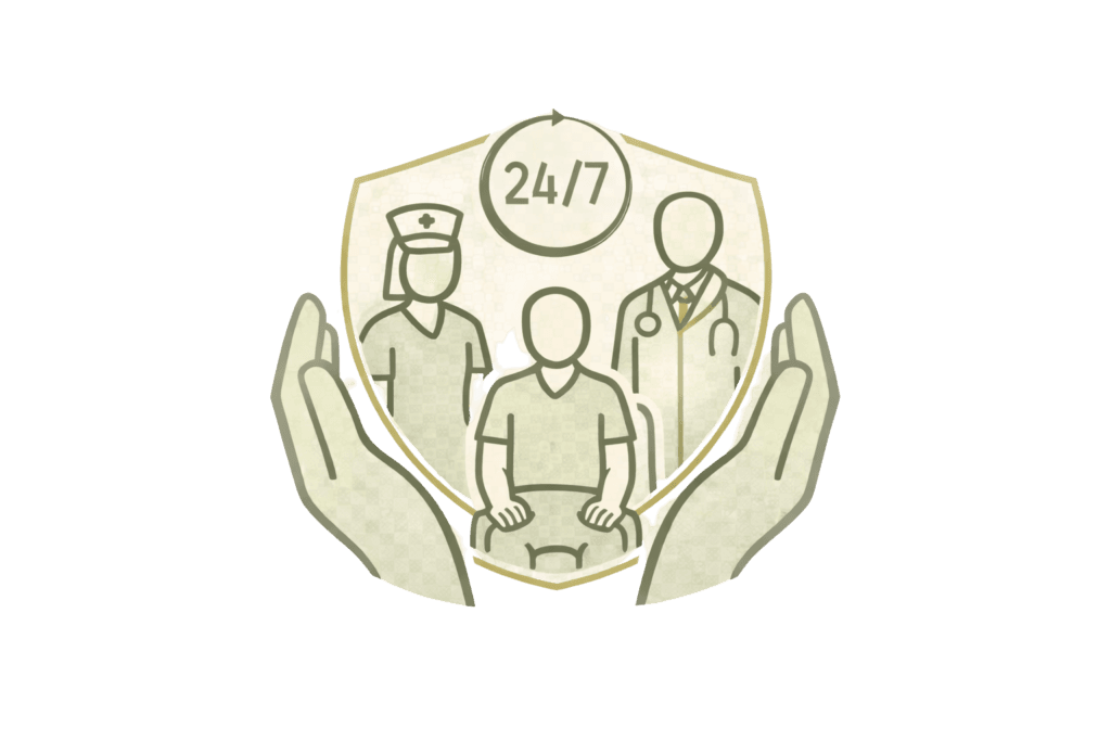 ujęcie kliniczne Personel medyczny zapewniający całodobowy nadzór podczas detoksykacji