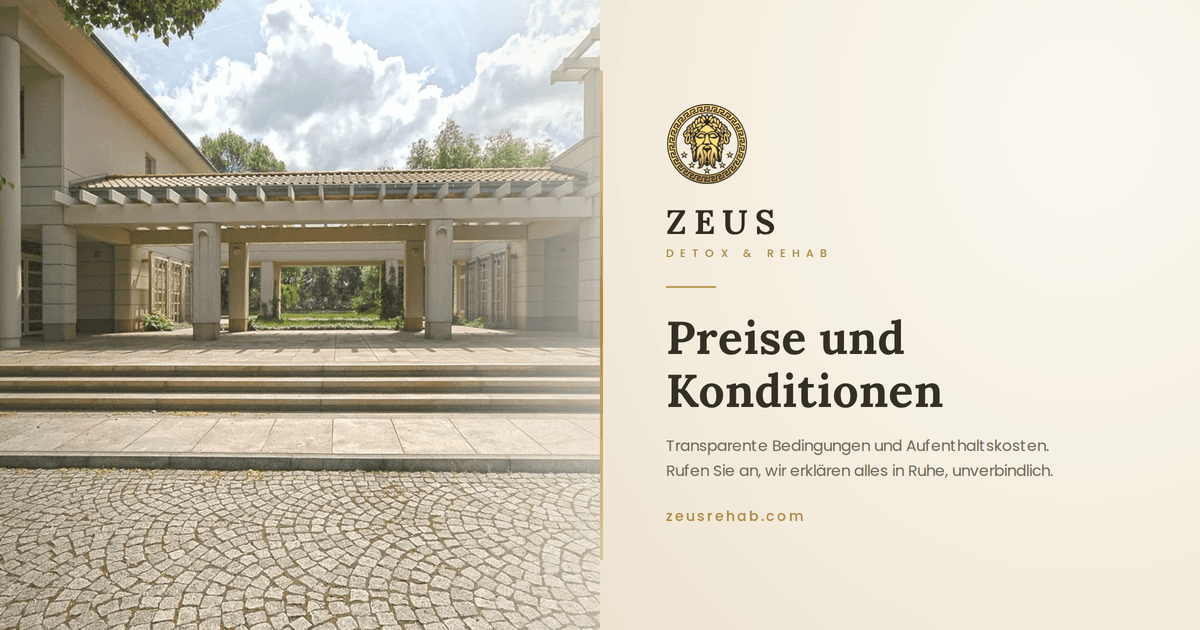Kosten der stationären Suchtbehandlung in der privaten Entzugsklinik Zeus Detox and Rehab bei Warschau