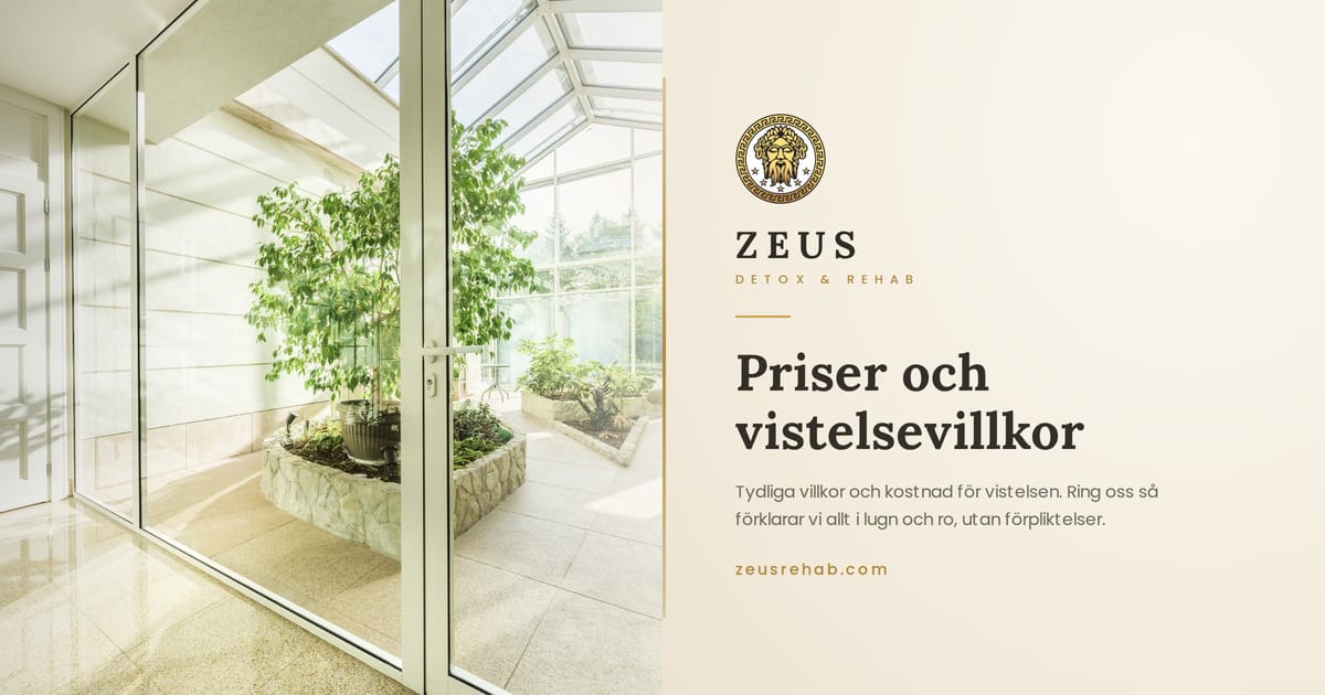 Vad kostar behandlingshem - prislista för Zeus Detox and Rehab utanför Warszawa